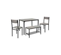 Ensemble table et chaise de jardin ml design bois gris 4 personnes table rectangulaire 110.0 cm x 70 cm Grau, Schwarz
