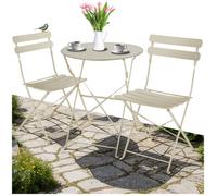 Ensemble table et chaises bistrot Frieda, pliable pour 2 personnes - crème