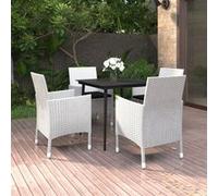 Ensemble table et chaise de jardin vidaxl verre blanc 2 personnes table carre 80.0 x 80 cm blanc