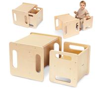 Table & chaise Montessori multifonctionnelle en bois - 2in1 meuble éducatif, tabouret & estrade pour enfants | Mamabrum