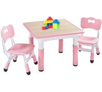 Ensemble table et chaise pour chambre d'enfant, réglable en hauteur pour les enfants de 3 à 8 ans, table en plastique facile à nettoyer, idéal pour les salles de classe, les garderies ou les maisons,