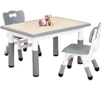 Ensemble table et chaise pour chambre d'enfant, réglable en hauteur pour les enfants de 3 à 8 ans, table en plastique facile à nettoyer, pour intérieur et extérieur, testé CPC (3 pièces) - Forme recta