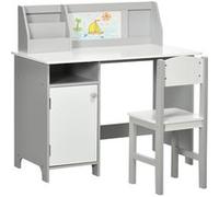 Ensemble table et chaise pour enfant gris avec tableau blanc - bureau pour enfant +5 ans - 90L x 45l x 85H cm G