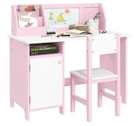 HOMCOM Ensemble table et chaise pour enfant avec tableau blanc 90 x 45 x 85 cm Rose +5 ans