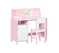 HOMCOM Ensemble table et chaise pour enfant avec tableau blanc 90 x 45 x 85 cm Rose +5 ans