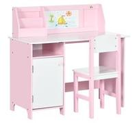 HOMCOM Ensemble table et chaise pour enfant avec tableau blanc - bureau pour enfant +5 ans 90L x 45l x 85H cm Rose