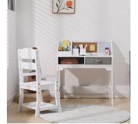 Ensemble table et chaise pour enfant - Table d'Étude Bois, Parfait pour Devoirs/Lecture, Blanc, 74x53x80cm