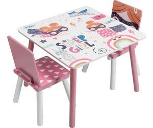 Ensemble table et chaise pour enfants "Super Girl" de Ginger Home - des meubles en bois pour enfants pour la créativité et le plaisir