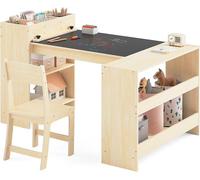 Ensemble table et chaise pour enfants, table en bois avec espace de rangement et tableau magnétique, table d'activités pour la peinture, la lecture, les travaux manuels et l'apprentissage, bureau pour