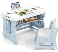 Ensemble table et chaise réglables pour enfants avec tableau blanc inclinable