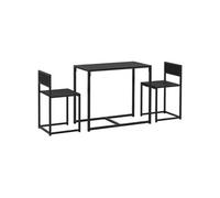 Ensemble table et chaises - HOMCOM - table à manger 3 pièces avec 2 chaises encastrables, pour cuisine salon maison, noir