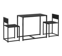 Ensemble table et chaises - HOMCOM - table à manger 3 pièces avec 2 chaises encastrables, pour cuisine salon maison, noir