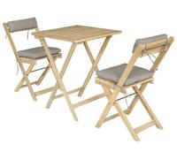 Ensemble table et chaises 2 places en acacia et coussins sable BENAGIL