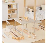 Ensemble table et chaises 3 pièces pour enfants, 61x61x51 cm, aves 2 chaises rembourrées, pour manger, lire et jouer, beige