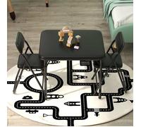 Ensemble table et chaises 3 pièces pour enfants, 61x61x51 cm, aves 2 chaises rembourrées, pour manger, lire et jouer, noir