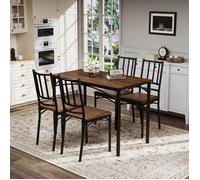 Ensemble table et chaises 4 personnes, table 110x60 cm avec 4 chaises, en panneaux de particules et acier, marron