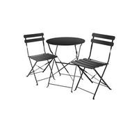 TecTake Ensemble table et chaises bistrot Frieda - pliable 2 personnes - résistant aux UV - Noir