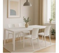 Ensemble Table et Chaises Cortanze Dmora, en Plastique Blanc