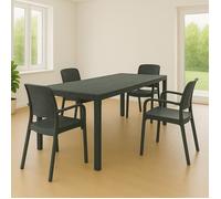 Ensemble Table et Chaises Cortanze Dmora, Plastique Noir Anthracite