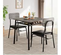 Ensemble table et chaises de cuisine - LUNSY - 70x70x75 cm - Gris - MDF de haute qualité