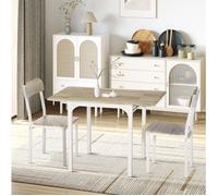 Ensemble Table et Chaises de Cuisine Rabattable Gain de Place 3 Pièces - TCQPZ - en Acier et MDF Naturel et Blanc 110 × 70 × 75 cm