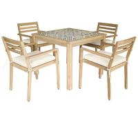 Ensemble table et chaises de jardin 4 places en acacia et céramique FARO