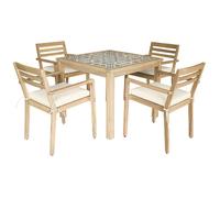 Ensemble table et chaises de jardin 4 places en acacia et céramique FARO