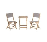 Ensemble table et chaises de jardin RIMINI 2 places en bois d'acacia et textilène taupe