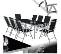 Ensemble table et chaises de jardin - TECTAKE - Ensemble de repas extérieur POMPEII pour 8 personnes - Gris Clair