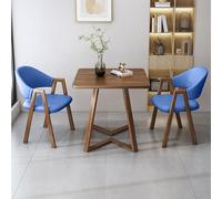 Ensemble table et chaises de salle à manger carrées, comprenant 1 petite table basse, 2 chaises en simili cuir/tissu, adapté aux salles de réception et de réunion, salles à manger, bureaux, ba blue B