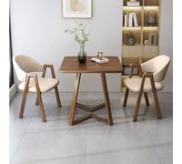 Ensemble table et chaises de salle à manger carrées, comprenant 1 petite table basse, 2 chaises en simili cuir/tissu, adapté aux salles de réception et de réunion, salles à manger, bureaux, bal khaki