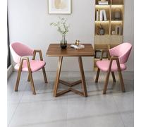 Ensemble table et chaises de salle à manger carrées, comprenant 1 petite table basse, 2 chaises en simili cuir/tissu, adapté aux salles de réception et de réunion, salles à manger, bureaux, balc pink