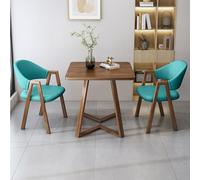 Ensemble table et chaises de salle à manger carrées, comprenant 1 petite table basse, 2 chaises en simili cuir/tissu, adapté aux salles de réception et de réunion, salles à manger, bureaux, ba blue C