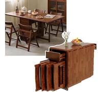 Ensemble table et chaises de salle à manger pliables - Table en bois extensible avec 2 chaises - Peu encombrant - Meuble de salle à manger pour petite pièce - Pas de montage nécessaire
