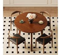Ensemble table et chaises de salle à manger, table ronde en bois d'hévéa avec 4 chaises, idéal pour les réunions professionnelles, le salon, la cuisine, noir, 60 cm / 24 pouces