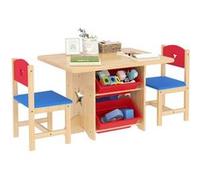 AIYAPLAY Ensemble table et 2 chaises enfant 3 pièces en bois – 4 bacs de rangement