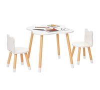 Ensemble table et chaises enfant - HOMCOM - design scandinave motif ourson mobilier chambre - bois pin MDF - blanc