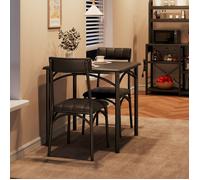 Ensemble table et chaises - GARVEE - Table à manger carrée bois et métal avec 2 chaises rembourrées - Noir - Pour salon