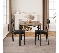 Ensemble table et chaises - GARVEE - Table à manger carrée bois et métal avec 2 chaises rembourrées - Retro color - Pour salon