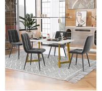Ensemble table et chaises Gris foncé - 4 places - Pieds dorés - Design contemporain