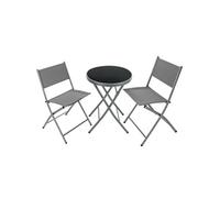 Ensemble table et chaises jardin textilène acier pliable 2 pers. gris
