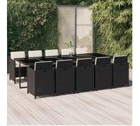 Ensemble table et chaises - Maison Exclusive - Résine tressée noir - 10 personnes - Coussins crème mousse