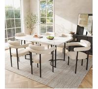Ensemble table et chaises - OEM - 7 pièces - 140x80x75 cm - Velours crème - Design moderne