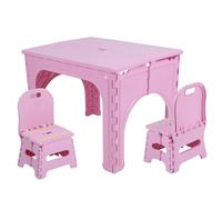 Ensemble table et chaises pliables pour enfants - 1 table + 2 chaises, portable pour activités, pique-nique en intérieur extérieur