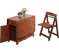 Ensemble table et chaises pliantes en bois massif avec rallonge, roulettes et tiroir pour économiser de l'espace dans la salle à manger et la cuisine