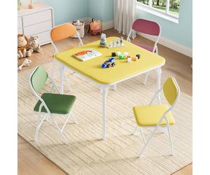 Ensemble table et chaises pliantes pour enfants - Garvee - 60,5x60,5x50,5 cm - Multicolore - Cuir PU doux - Imperméable