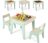 Ensemble table et chaises pour enfants, ensemble de sièges pour enfants, avec espace de rangement, comprenant 2 chaises, ensemble de mobilier pour enfants, table à dessin double face et planche de con
