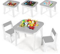 Ensemble table et chaises pour enfants, ensemble de sièges pour enfants, avec espace de rangement, comprenant 2 chaises, ensemble de mobilier pour enfants, table à dessin double face et planche de con