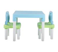 Ensemble Table et Chaises pour Enfants pour étudier et en Plastique PP de Couleur Rose et Bleu Vert, Idéal pour la Maison ou la Maternelle (Bleu et Vert)