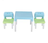 Ensemble Table et Chaises pour Enfants pour étudier et en Plastique PP de Couleur Rose et Bleu Vert, Idéal pour la Maison ou la Maternelle (Bleu et Vert)